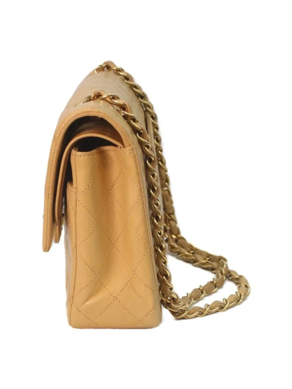Chanel Beige Lamb Gold Quilted 25 Shoulder Bag